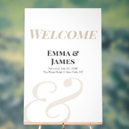 Señal Acrílica Cartel de bienvenida para boda Champagne Ampersand
