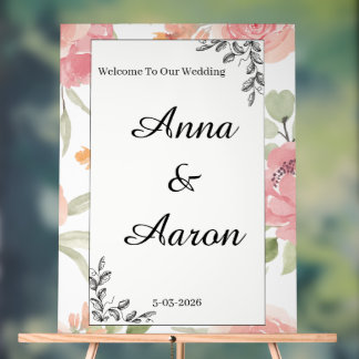 Señal Acrílica Cartel de bienvenida para boda de jardín de primav