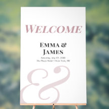 Cartel de bienvenida para boda Mauve Ampersand
