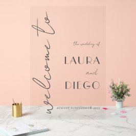 Señal Acrílica Cartel de bienvenida para boda moderna simple