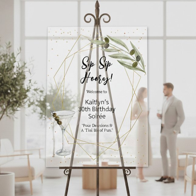 Señal Acrílica Cartel de bienvenida para una noche de martini con (Subido por el creador)