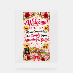 Señal Acrílica Cartel de cartel de bufet de boda divertido Deco