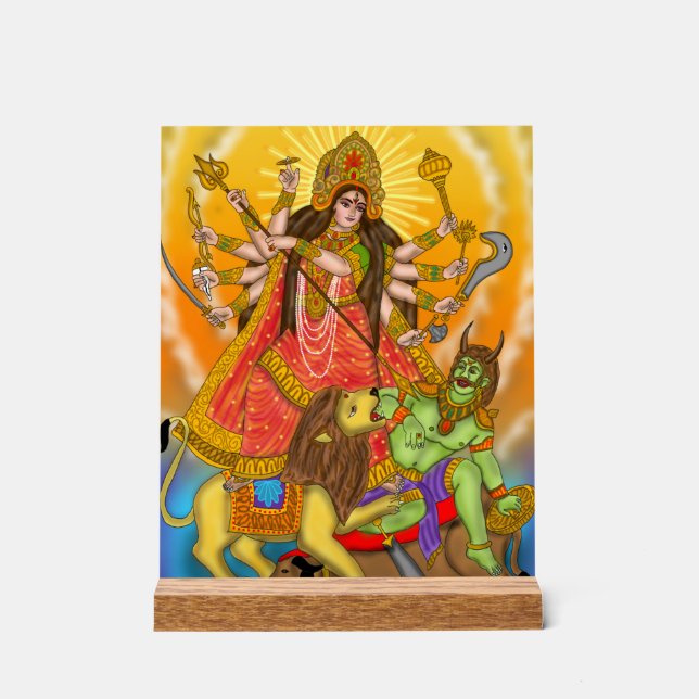 Señal Acrílica Cartel de Mahishasur Mardini Durga (Anverso)
