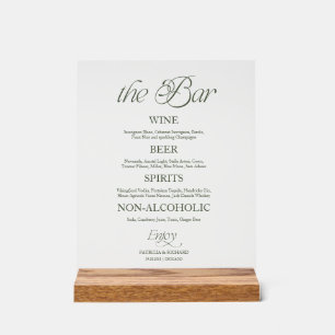 Señal Acrílica Cartel de menú de boda minimalista moderno de The 