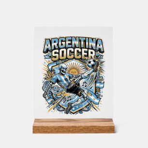 Señal Acrílica Cartel de Naciones Delantero Esqueleto Fútbol Arge