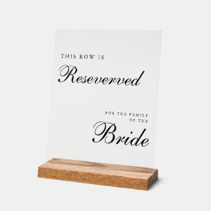 Señal Acrílica Cartel de Reservado para Boda Chic Moderno