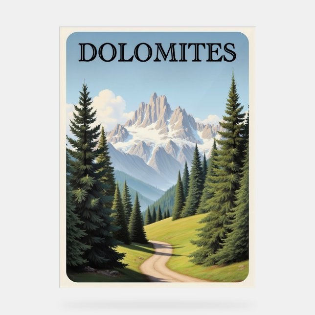 Señal Acrílica Cartel de viaje de los Dolomitas (Anverso)