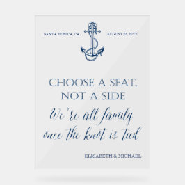 Señal Acrílica Cartel del boda náutico "Toma asiento no a un lado