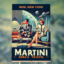 Carteles de viaje espacial Martini New York