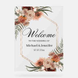 Señal Acrílica cascada otoño floral boda moda de bienvenida