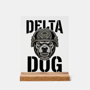 Señal Acrílica Casco de Bulldog Delta Dog Diseño de Grabado Vinta