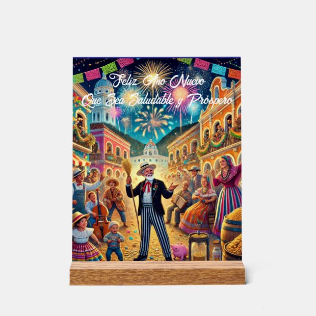 Señal Acrílica Celebración Año Nuevo El Año Viejo (Anverso)