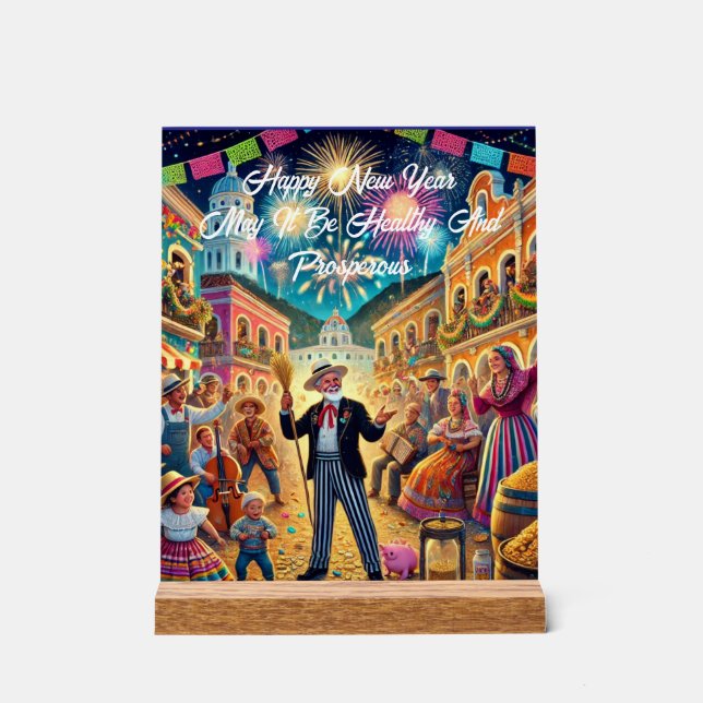Señal Acrílica Celebración Año Nuevo El Año Viejo (Anverso)