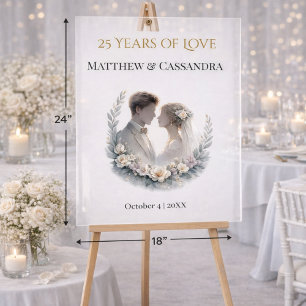 Señal Acrílica Celebración de aniversario de bodas de plata con e