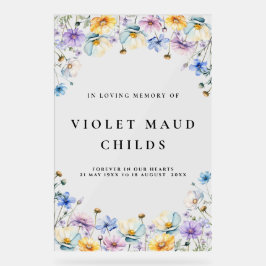 Señal Acrílica celebración del funeral conmemorativo de la vida