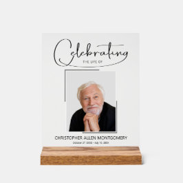 Señal Acrílica Celebrando la vida del funeral conmemorativo de la