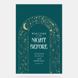 Señal Acrílica Cena de ensayo Bienvenida Verde azulada Celestial