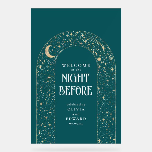 Señal Acrílica Cena de ensayo Bienvenida Verde azulada Celestial (Anverso)