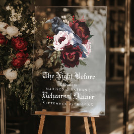 Señal Acrílica Cena de ensayo de boda de cuervo gótico romántico