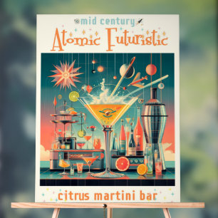 Señal Acrílica Centro del Siglo Atómico Futurista Citrus Martini 