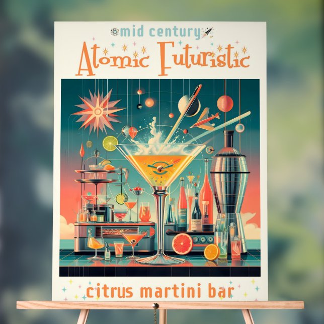 Señal Acrílica Centro del Siglo Atómico Futurista Citrus Martini  (Neutral )