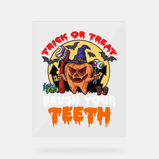 Señal Acrílica Cepillarse los dientes Diente Divertido Pun higién (Anverso)