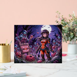 Señal Acrílica Cerebros Regalados por Zombies Halloween Truco o T