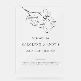 Señal Acrílica Ceremonia Boda transparente y sin conexión