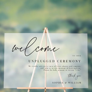 Señal Acrílica Ceremonia de bienvenida simple y escarchada Boda d