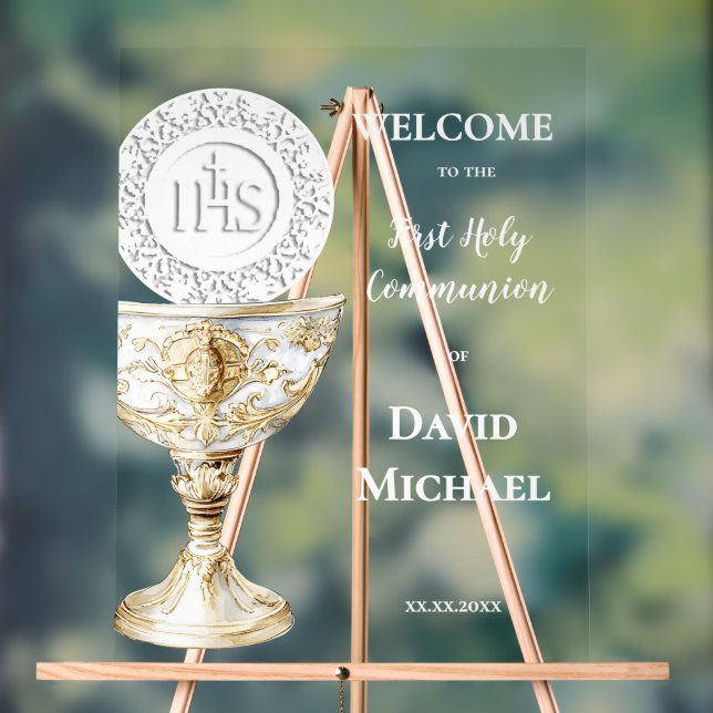 Señal Acrílica Chalice Host First Holy Communion welcome (Neutral )