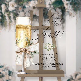 Señal Acrílica Champagne Let's Toast Winter Bridal Shower Welcome