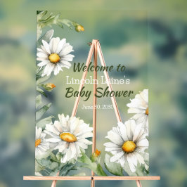 Señal Acrílica Chasis de margarita blanca para niños ducha