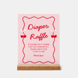 Señal Acrílica Cherry Baby Shower Diaper Raffle