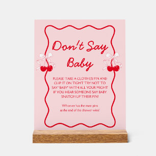 Señal Acrílica Cherry Baby Shower no dice juego del bebé
