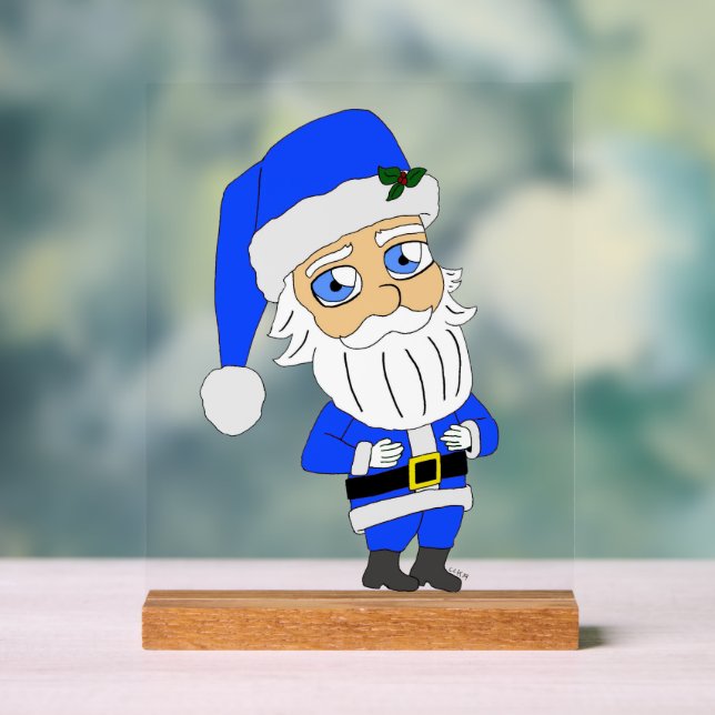 Señal Acrílica Chibi Blue Suit Santa (Neutral )