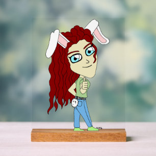 Señal Acrílica Chibi Bunnygirl dando un pulgar hacia arriba