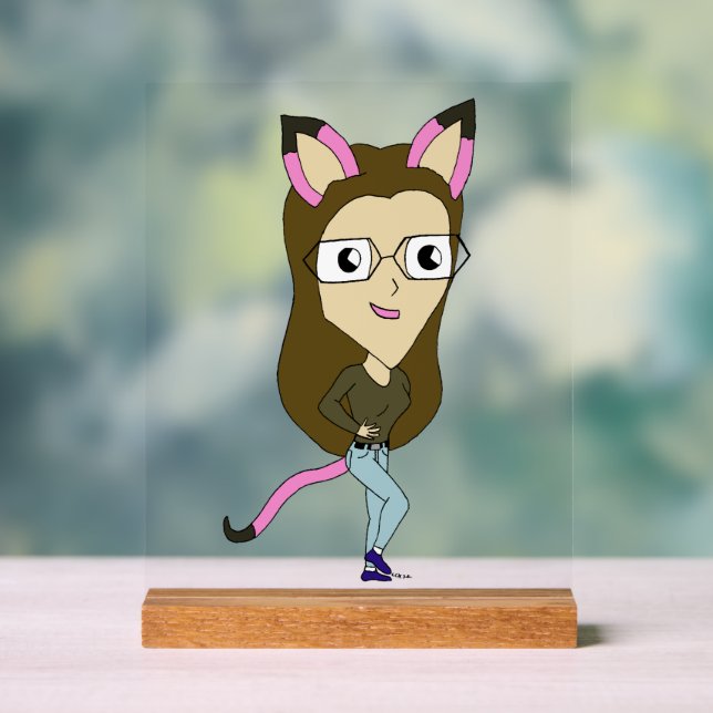 Señal Acrílica chibi catgirl (Neutral )
