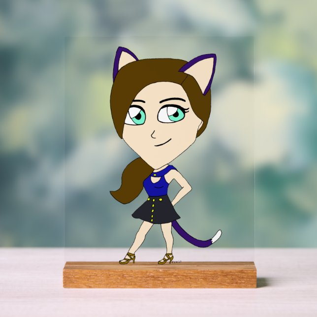 Señal Acrílica chibi catgirl (Neutral )
