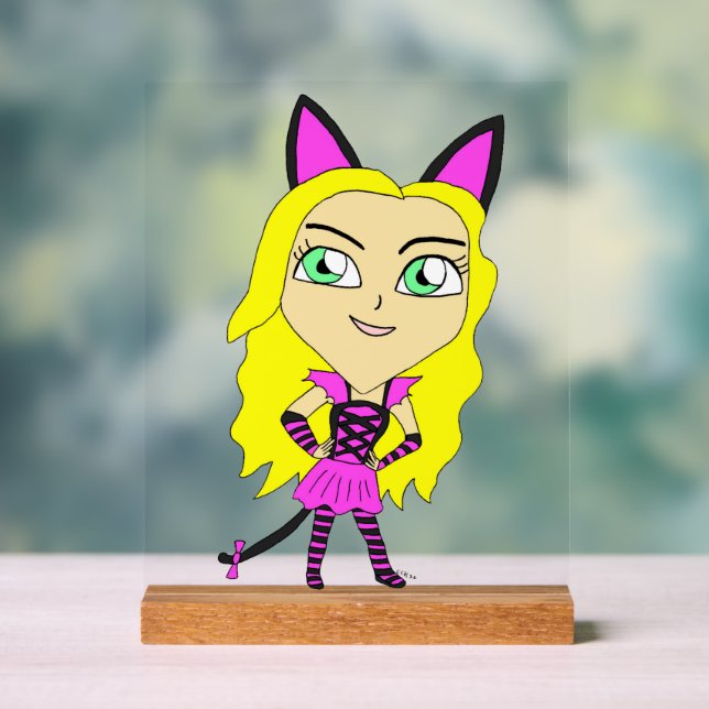 Señal Acrílica chibi catgirl (Neutral )