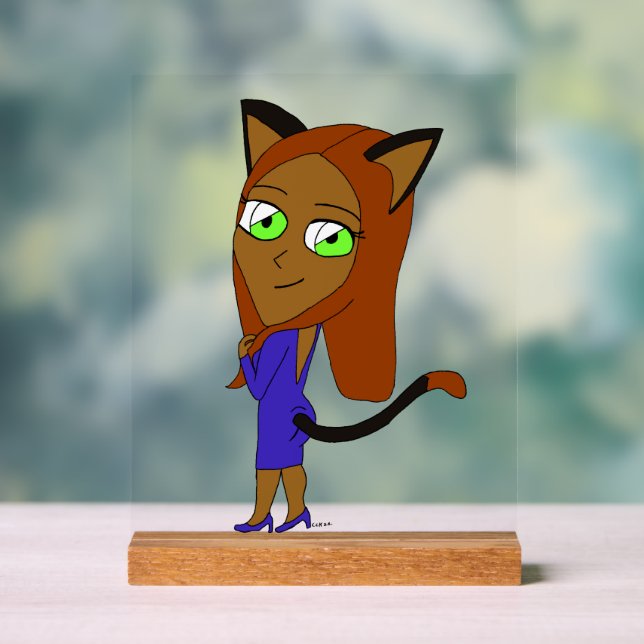 Señal Acrílica chibi catgirl (Neutral )