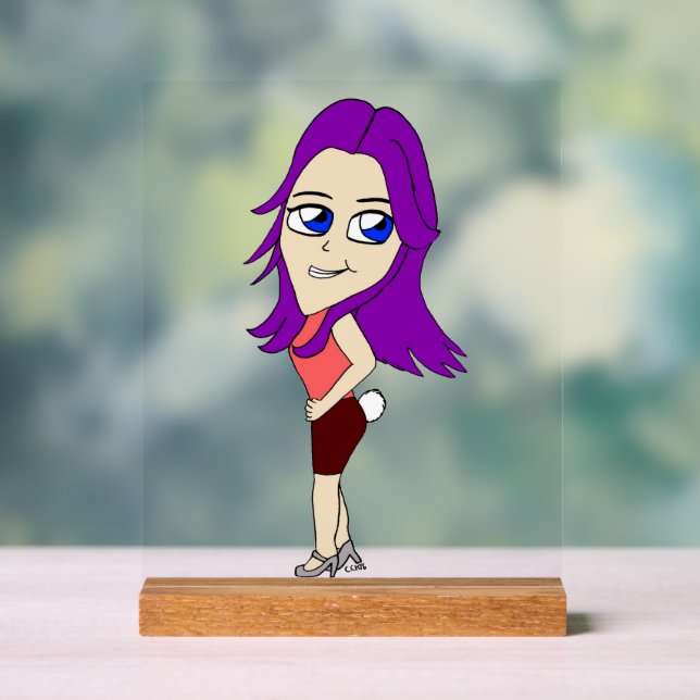 Señal Acrílica chibi chica con cola de conejo (Neutral )