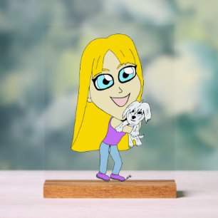 Señal Acrílica Chibi con una mascota