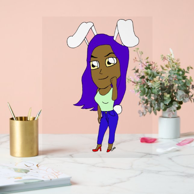 Señal Acrílica Chibi conejita (Boda)