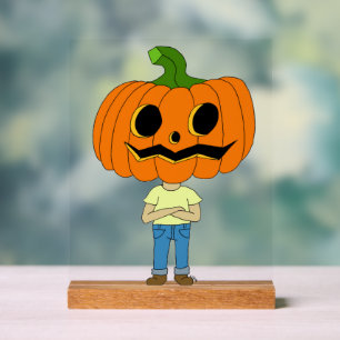 Señal Acrílica chibi de cabeza de calabaza