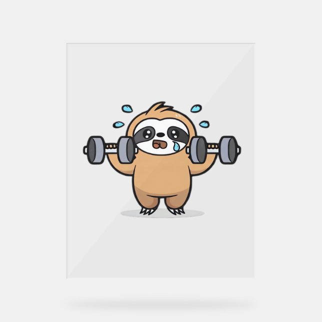 Señal Acrílica Chibi Sloth Gym Fail - Cute Kawaii Funny Workout A (Anverso)