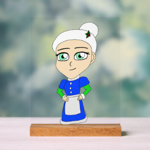 Señal Acrílica Chibi traje azul Sra. Claus