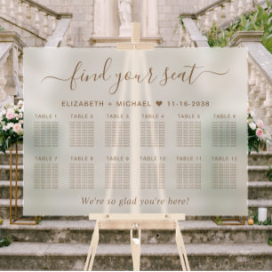Señal Acrílica Chic Letra Dorada Escritura 12 Mesa Asientos Boda