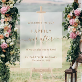 Señal Acrílica Chic Letrero de Bienvenida de Boda Escrito en Oro 