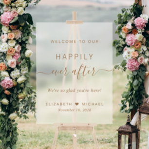 Señal Acrílica Chic Letrero de Bienvenida de Boda Escrito en Oro 