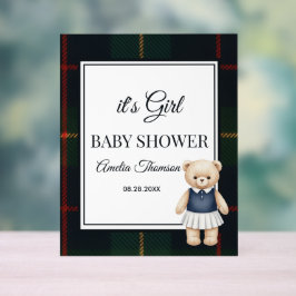 Señal Acrílica chic Luxury Teddy Bear baby shower 